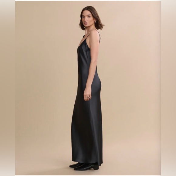 Jenni Kayne Cleo Slip satin Dress in black slate - Picture 4 of 10